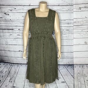 NorthStyle NWT Size 1X Green - Crochet Lace Smock Elastic Waist 100% Rayon Dress